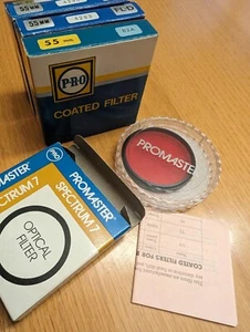 55 mm filters Lot of 5: Red, 82A, FL-D, 80A & Star all w Protective Case & Box - Picture 1 of 2