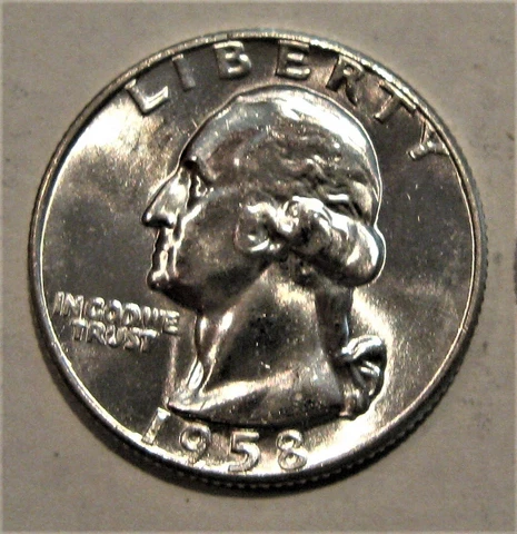 1958-P George Washington Quarter 90% Silver BU From Original Rolls Blast White Cover