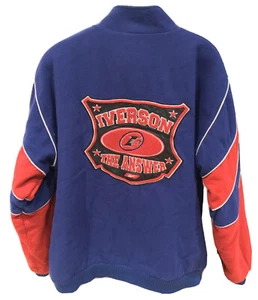Vtg 90’s Reebok Allen Iverson I3 The Answer Blue Wool Jacket Mens Small - Picture 1 of 5
