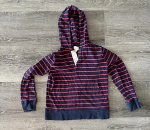 Crewcuts Hoodie M 8/9 Blue Red Hooded Pullover Shirt J.Crew Boys Buttons - Picture 1 of 4