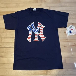 Vintage New York Yankees Shirt Medium Men’s MLB Dead Stock American Flag - Picture 1 of 9
