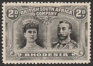 Rhodesia 1910-14 2d SG 128 Pos 46 VARIETY EXTRA CURL+QUEENS BLACK EYE-VF MH OG
