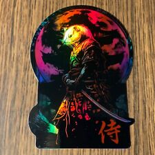 Samurai Ferret Holographic Vinyl Sticker Ninja Blood Moon Japanese Warrior TMNT