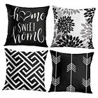  Set of 4 Throw Pillow Covers Modern Abstract 18 x 18 inches Black and Grey