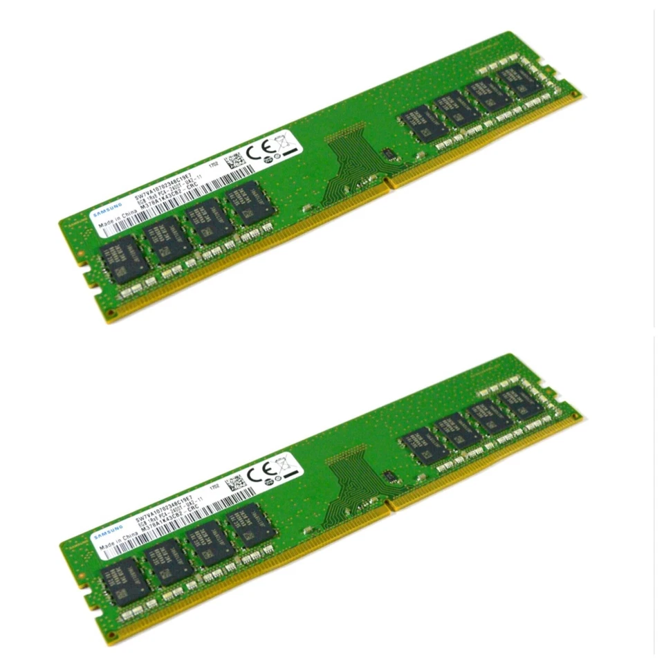 Samsung 16GB (2X8GB) DDR4 2400MHz PC4-19200 UDIMM Memory RAM M378A1K43CB2-CRC - Image 1 of 4