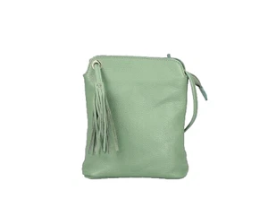 Italian Genuine Leather shoulder bag with tassle - mint green - Picture 1 of 4