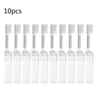 10Pcs Transparent Portable Disposable Plastic Folding Toothbrush Soft Bristles - Image 1 of 4