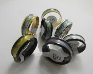 Wholesale 36 pcs 8mm hand-painted oil multi-color mixed stainless steel rings - Picture 1 of 5