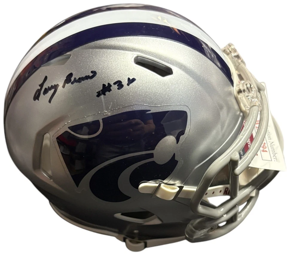 Kansas State Wildcats Larry Brown Signed Speed Mini Helmet JSA Certified - Image 1 of 1