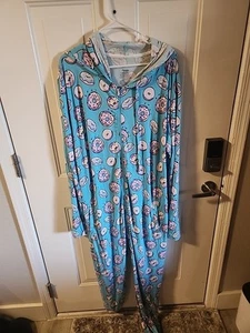 MeUndies Hooded One Piece Pajamas One Piece Jumpsuit Donut Size L/XL - Bild 1 von 12