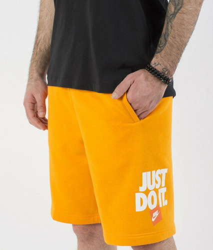 Nike Sportswear Club UOMO taglia S pantaloncini in pile arancione con "JUST DO IT" 843520 438