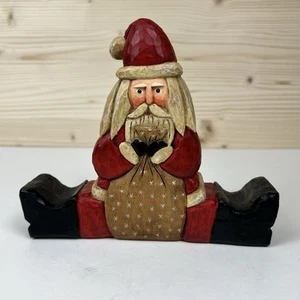 Vintage 1997 LORI MILLER Collection Whispering Pines Santa Splits w/ Bag Carving - Picture 1 of 11