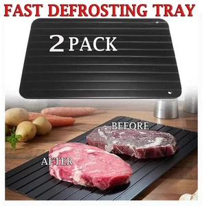 Paquete de 2 platos de alimentos congelados descongelados bandeja de descongelación rápida tabla de aluminio para descongelar carne - Imagen 1 de 12