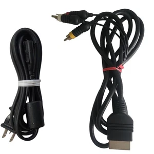 Genuine Original Xbox RCA AV Audio Video Cables Cord And Power Cable Works - Picture 1 of 6