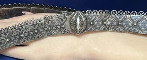 HandcraftedSilverPanelConchoBelt NielloDecorationBalkan Russian.875Silver15.3ozt - Picture 1 of 6