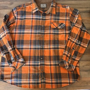 Legendary Whitetails Men’s Flannel 2XL Orange Brown Plaid Corduroy Accent - Picture 1 of 12