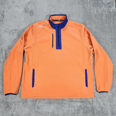 Suéter RLX Ralph Lauren Para Hombres XL Naranja Azul Golf Polar Cuarto Cremallera Pullover Foto 1 de 4