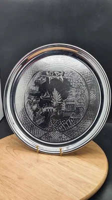 Willow Ware Chrome Plated Tray - Swan Brand - England - Image 1 of 4