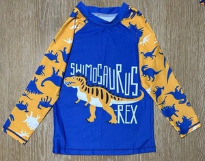 Kids Dinosaur Swim Set Top&Shorts Rash Guard Long Sleeve 3xl Blue and Orange NEW - Picture 1 of 15