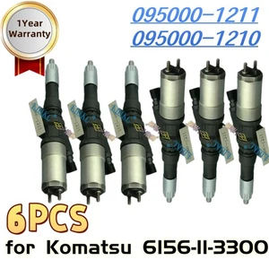 Inyector de combustible 6 piezas 095000-1211 6156-11-3300 para excavadora Komatsu PC-7 S6D125 - Imagen 1 de 10