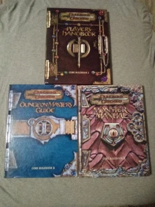 D&D 3 Core Rulebook Lot: (3rd Ed.) Players Handbook, Monster Manual, DM Guide - Picture 1 of 24