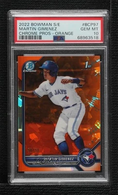 2022 Bowman Sapphire Edition Chrome Prospects Orange /50 Martin Gimenez PSA 10 - Image 1 of 2