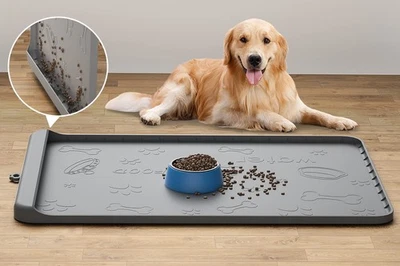 Dog Food Mat - Silicone Dog Mat for Food and Water - 36" x 24" Large Pet Feed... — 第 1/4 张图片