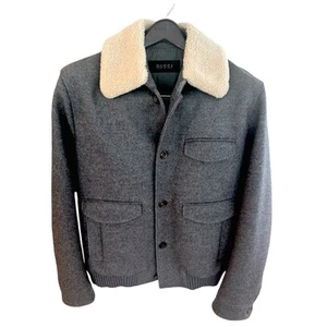 Gucci Men’s Grey Felt Jacket with Cream Shearling Collar. Size 54. NWOT - Picture 1 of 15