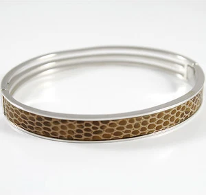 Silber Armband 925 Rhodium, Starr, Oval, Einsatz IN Braunes Leder - Bild 1 von 1