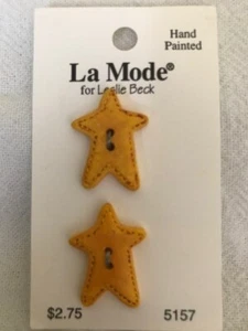 Card ~ La Mode for Leslie Beck HANDPAINTED Star  Buttons - Picture 1 of 1