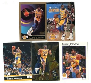 Magic Johnson 5 Card Basketball Card Lot HOF MSU LA LOS ANGELES LAKERS (LOT 19) - Picture 1 of 1