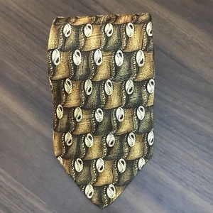 Robert Talbott Studio Silk Tie Olive Green And Tan Geometric Made In USA - Picture 1 of 8