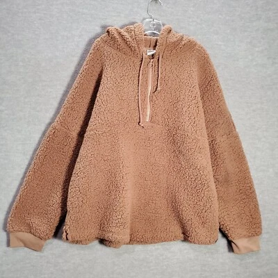 Sudadera Rosa Victorias Secret Mujer XL Marrón Sudadera con Capucha Sherpa 1/4 Cremallera LEER Foto 1 de 4