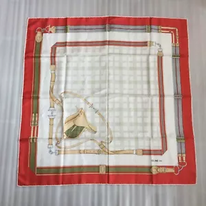 Authentic Celine Belt/Saddle 100% Silk Red Scarf + Free Shipping - Picture 1 of 14