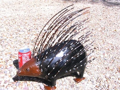 XLarge METAL Yard Art PORCUPINE with Quills,  Junk Iron Sculpture, F - Image 1 of 4