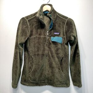PATAGONIA Women's Re-Tool Snap-T Fleece Size SMALL Pullover Olive Green Polartec