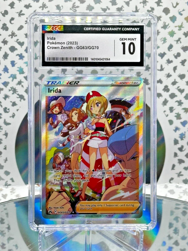 CGC 10 Irida GG63/GG70 Crown Zenith Full Art Pokemon Trainer Card - Image 1 of 1