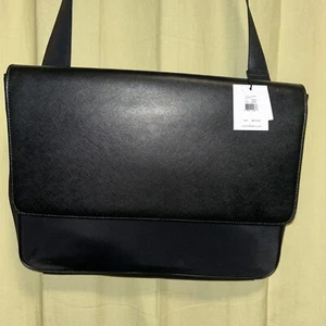 New w/tag CALVIN KLEIN Black Saffinao Leather Briefcase LapTop Organizer $218 - Picture 1 of 11