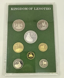 LESOTHO 8 Coins 1980 Proof Set with Silver 10 Maloti KM PS11 - Picture 1 of 6