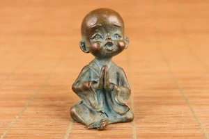 Bronce chino fundido a mano bendición de Buda colección decoración té mascota - Imagen 1 de 7