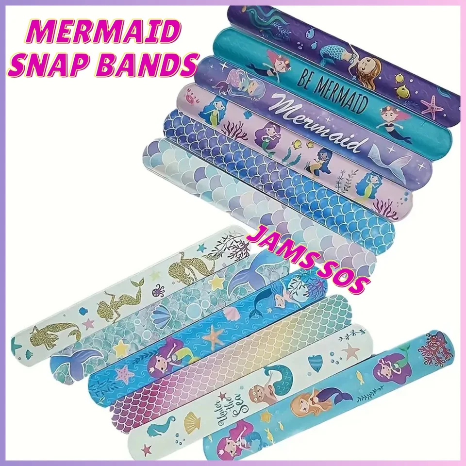 SIRENA Slap Band Pulsera a Presión Niños Fiesta Bolsas Favor Medias Relleno Regalo Foto 1 de 1