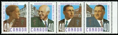 Canada sc#1305a Canadian Doctors, Strip of 4, Mint-NH - Image 1 of 2