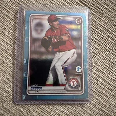 2020 Bowman Draft 1st Edition ROOKIE SKY BLUE #BD-6 HANS CROUSE RANGERS 5 - Image 1 of 2