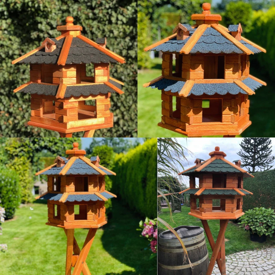 DARLUX Vogelvilla L Sechseck Doppelstock Vogelhaus Braun/ Blau Grün Rot Schwarz - Bild 1 von 1