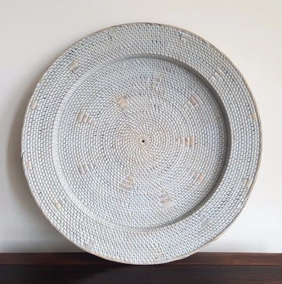 OFERTA, Bandeja, Colgante, Ratán con Motivo, Azul Lavado, 1m Diam, Decoración Decorativa Foto 1 de 4