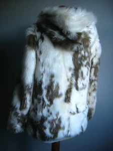 FAUX FUR COAT JACKET 6 pony cow size  teddy furry hood animal print ASOS - Picture 1 of 12