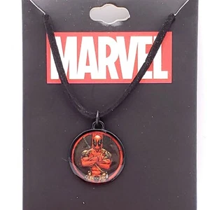 Marvel Deadpool Crossed Arms Pendant Necklace With Black Cord Bioworld New - Picture 1 of 3