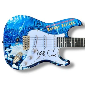 Nick Cave signierte Gitarre individuelle Grafik JSA COA Bad Seeds Murder Balladen - Bild 1 von 3