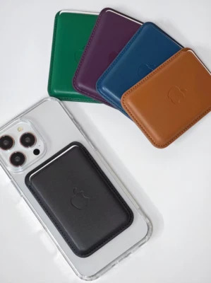 Leather Magsafe Card Holder Wallet for iPhone 15 14 13 12 Plus Pro Max Leather - Image 1 of 4