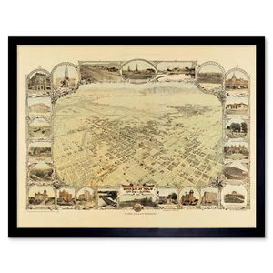 Map Bakersfield California 1901 12X16 Inch Framed Art Print - Picture 1 of 24